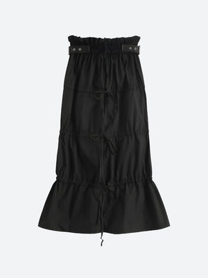 Grunge Ruched Midi Skirt, Y2K skirt styled with a crop top