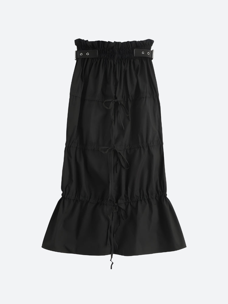 Grunge Ruched Midi Skirt, Y2K skirt styled with a crop top