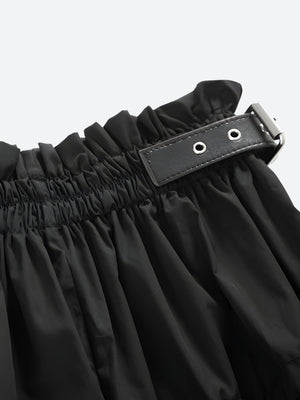 Grunge Ruched Midi Skirt, Y2K skirt styled with a crop top