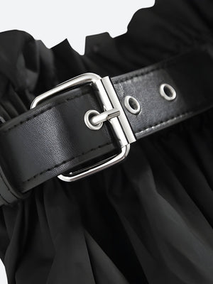 Grunge Ruched Midi Skirt, Y2K skirt styled with a crop top