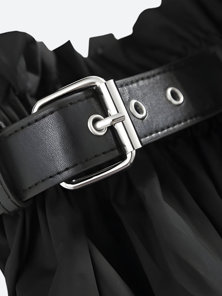 Grunge Ruched Midi Skirt, Y2K skirt styled with a crop top