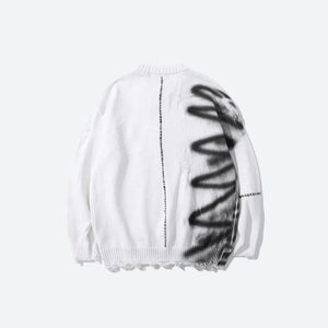 Grunge Spray Paint Distressed Knitted Sweater-Mauv Studio