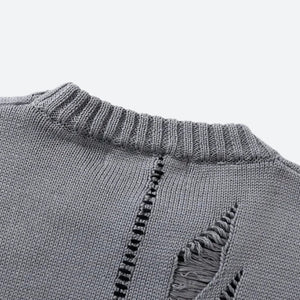 Grunge Spray Paint Distressed Knitted Sweater-Mauv Studio