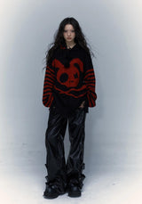 Grunge Tasseled Hooded Sweater-Black-S-Mauv Studio