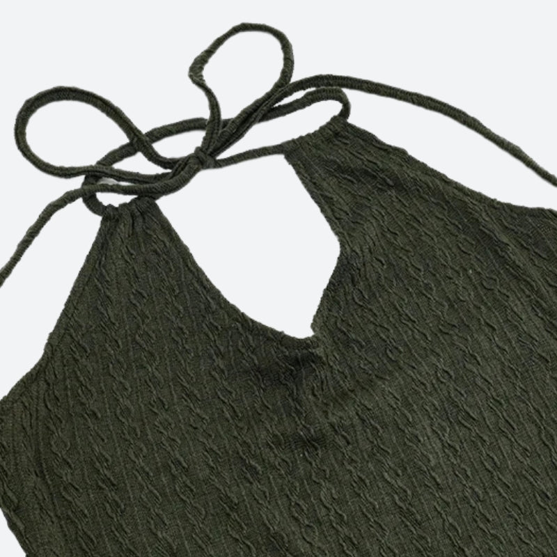 Halter Neck Knitted Mini Dress view 4 | MAUVSTUDIO®