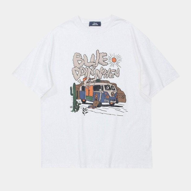 'Happy camper' T shirt-T-Shirts-MAUV STUDIO-STREETWEAR-Y2K-CLOTHING