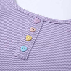 Heart Button Ribbed Top-Tops-MAUV STUDIO-STREETWEAR-Y2K-CLOTHING