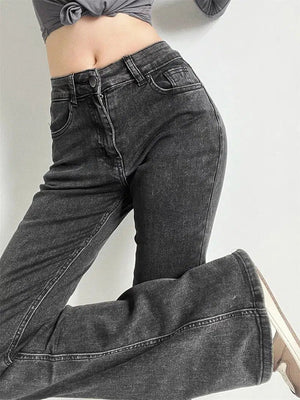 Heart Pocket Flare Jeans-MAUV STUDIO