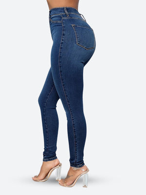 High Rise Denim Skinny Jeans-MAUV STUDIO