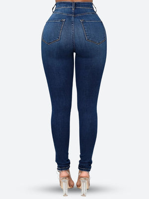 High Rise Denim Skinny Jeans-MAUV STUDIO