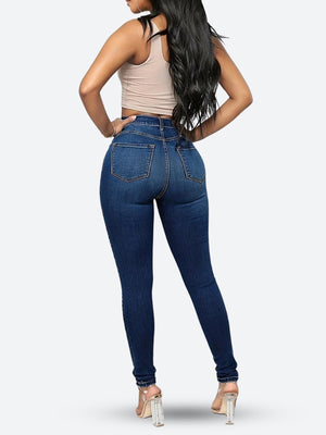 High Rise Denim Skinny Jeans-MAUV STUDIO