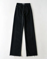 High Waist Casual Washed Jeans-Black-XS-MAUV STUDIO