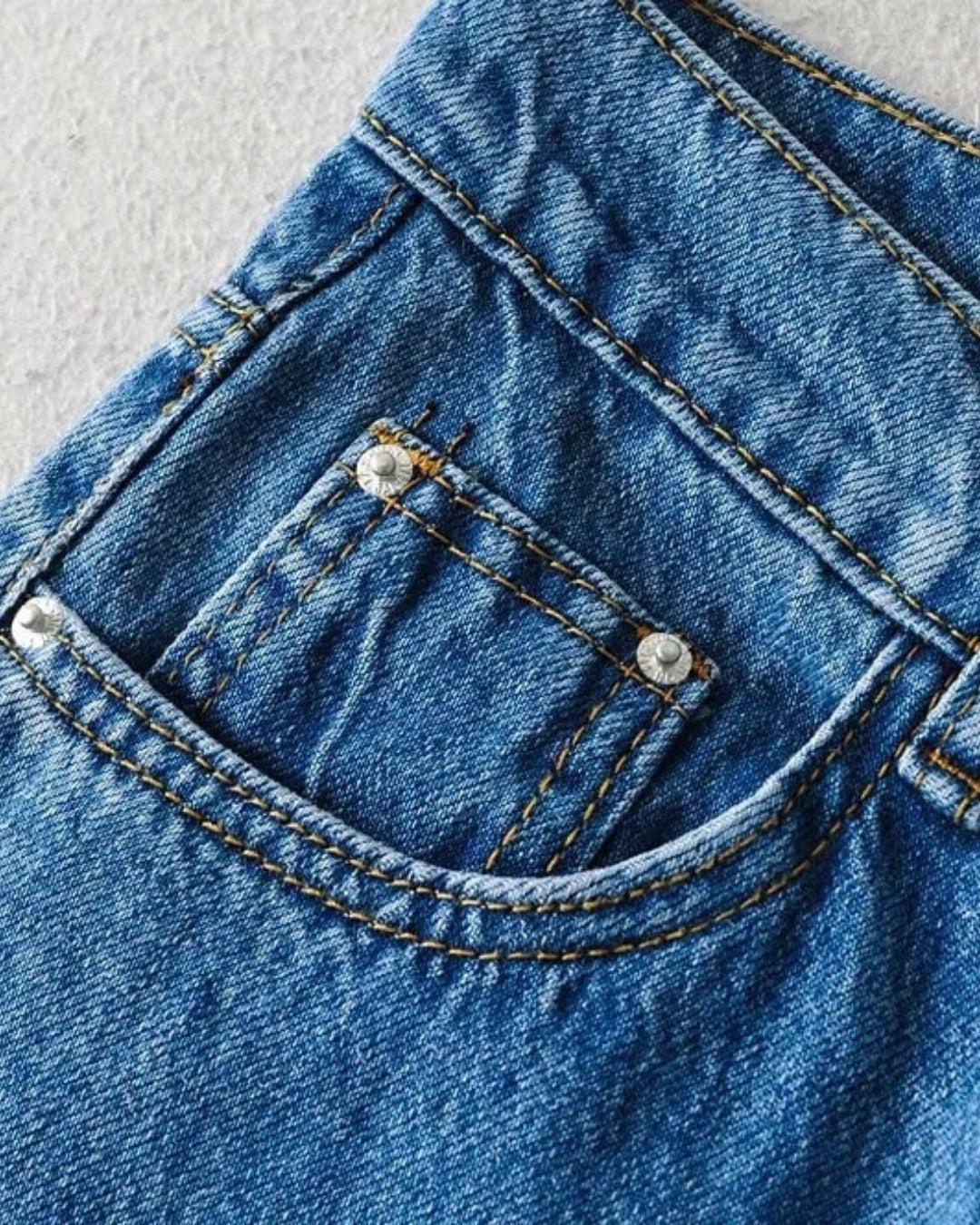 High Waist Casual Washed Jeans-MAUV STUDIO