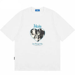 Hole cotton T-shirt-T-Shirts-MAUV STUDIO-STREETWEAR-Y2K-CLOTHING