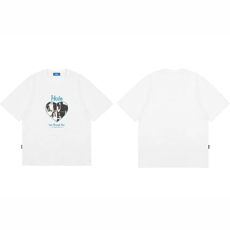 Hole cotton T-shirt-T-Shirts-MAUV STUDIO-STREETWEAR-Y2K-CLOTHING