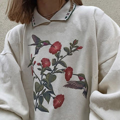 Hummingbird Vintage Sweatshirt-Sweaters-MAUV STUDIO-STREETWEAR-Y2K-CLOTHING