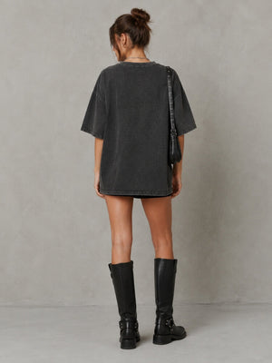 I Do Not Think Tee with printed graphic, Y2K graphic tee styled with low rise bottoms