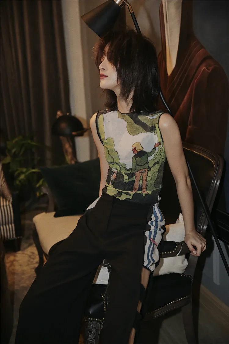 Illustrated Mesh Top – MAUVSTUDIO®