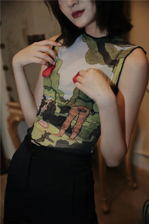 Illustrated Mesh Top – MAUVSTUDIO®