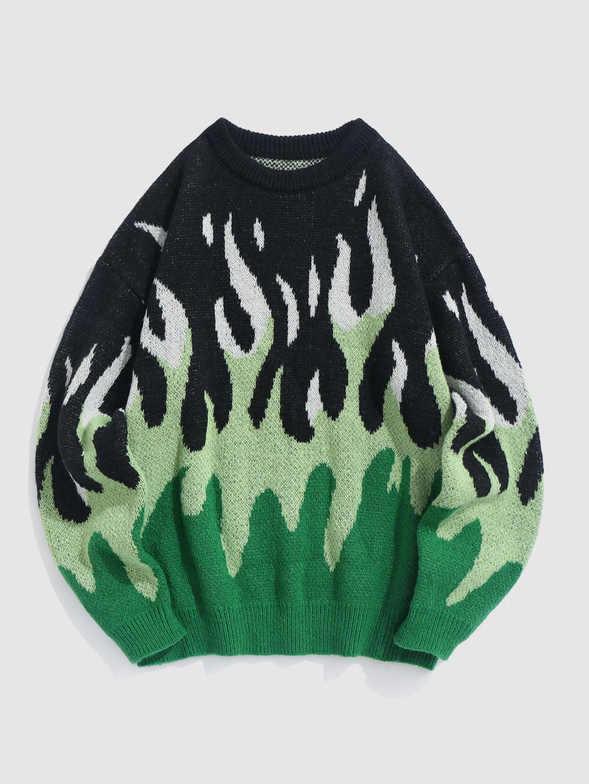 Indie Flame Knitted Sweater-Green-S-Mauv Studio