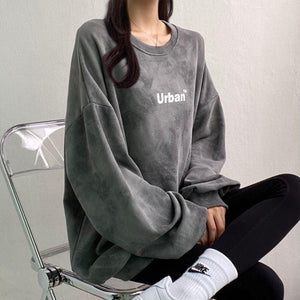 Indie Urban Print Longline Sweatshirt-Mauv Studio