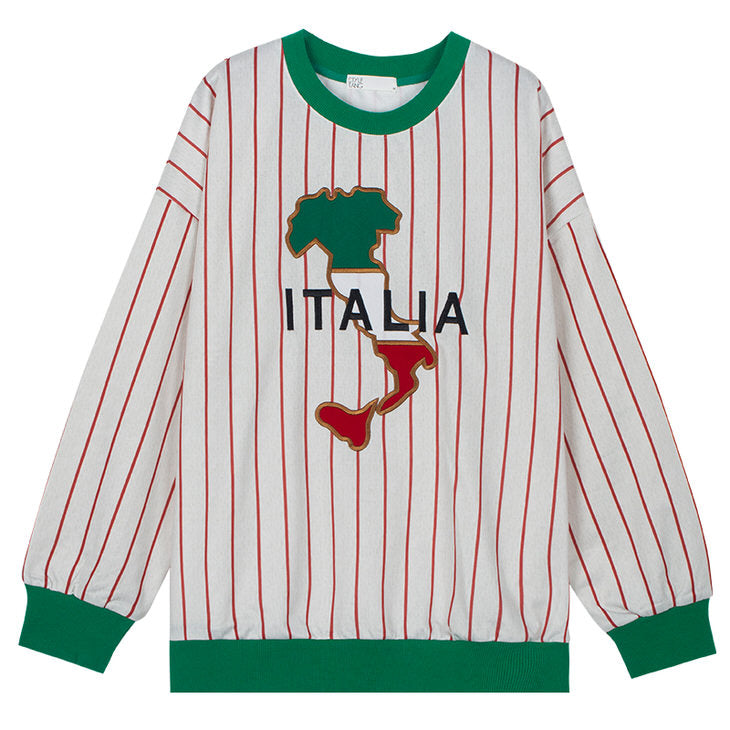 Italia Striped Vintage Sweatshirt-Sweaters-MAUV STUDIO-STREETWEAR-Y2K-CLOTHING