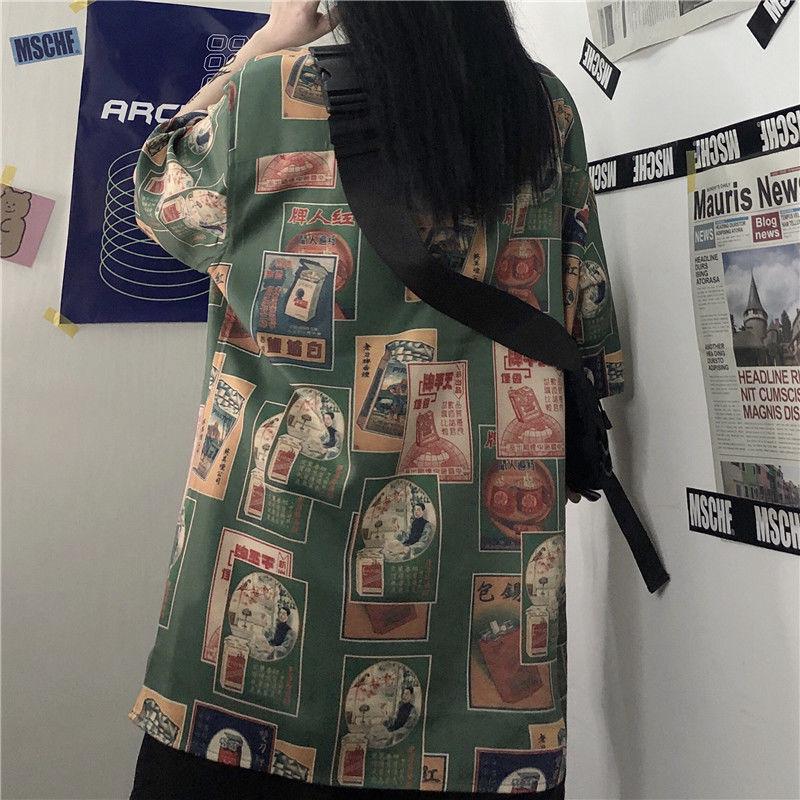 Japanese Figure Print Shirt-MAUV STUDIO