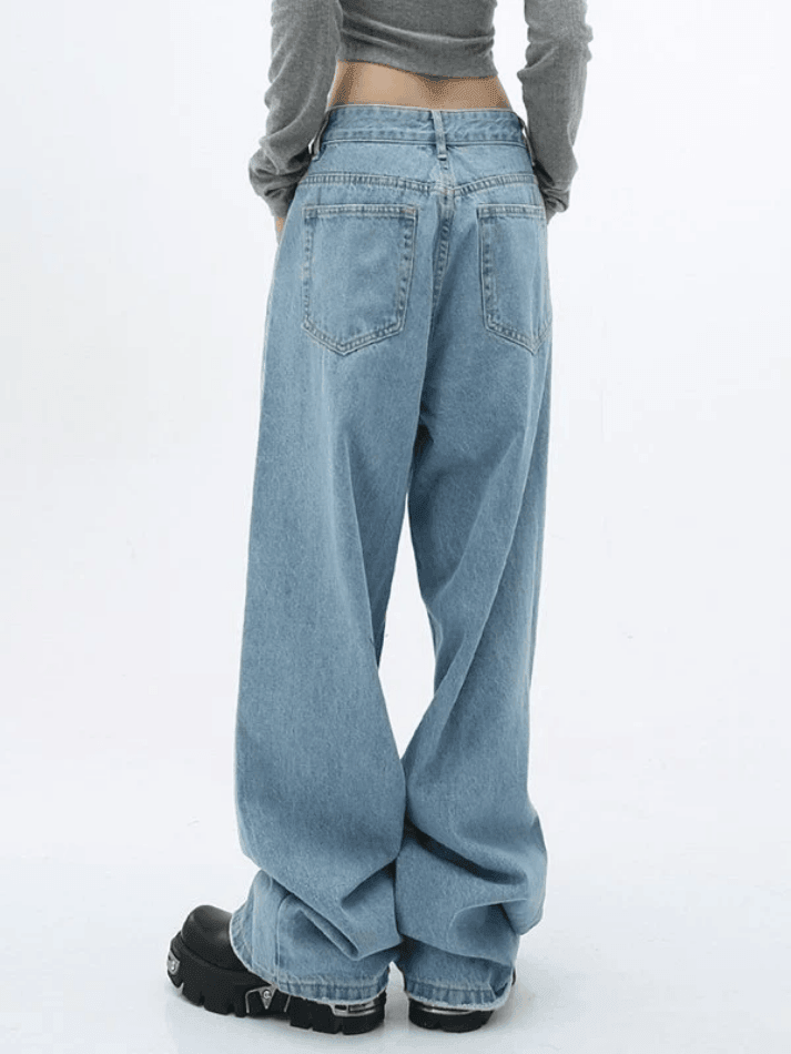 Jean boyfriend baggy plissé années 90-Jeans-MAUV STUDIO-STREETWEAR-Y2K-CLOTHING