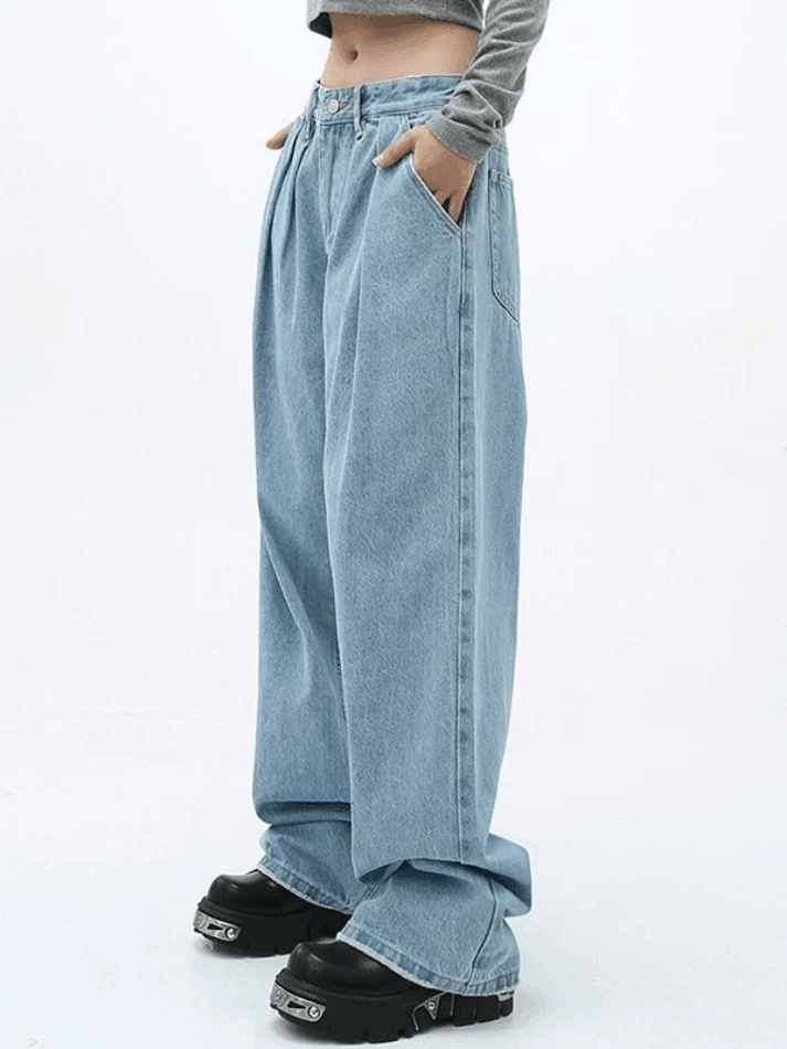Jean boyfriend baggy plissé années 90-Jeans-MAUV STUDIO-STREETWEAR-Y2K-CLOTHING