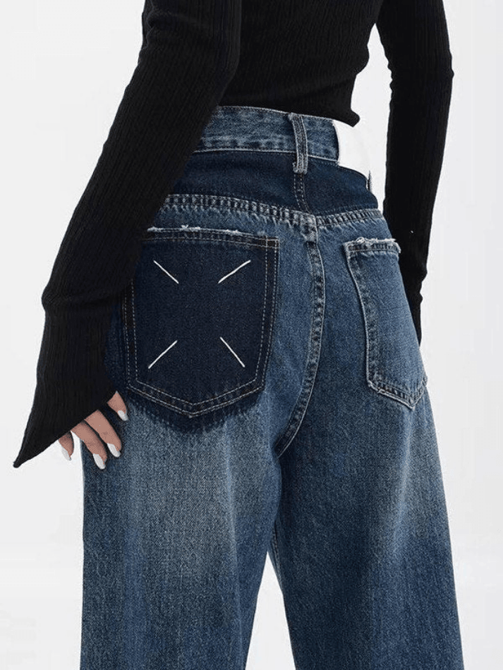 Jean boyfriend classique contrasté-Jeans-MAUV STUDIO-STREETWEAR-Y2K-CLOTHING