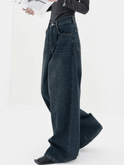 Jean boyfriend classique en denim à jambe droite-Jeans-MAUV STUDIO-STREETWEAR-Y2K-CLOTHING