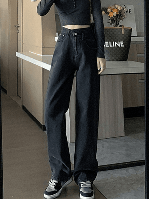 Jean boyfriend croisé délavé vintage-Jeans-MAUV STUDIO-STREETWEAR-Y2K-CLOTHING