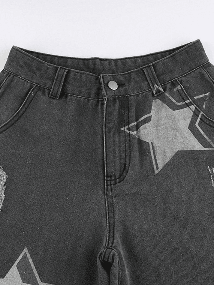Jean boyfriend déchiré Vintage Star Patch-Jeans-MAUV STUDIO-STREETWEAR-Y2K-CLOTHING