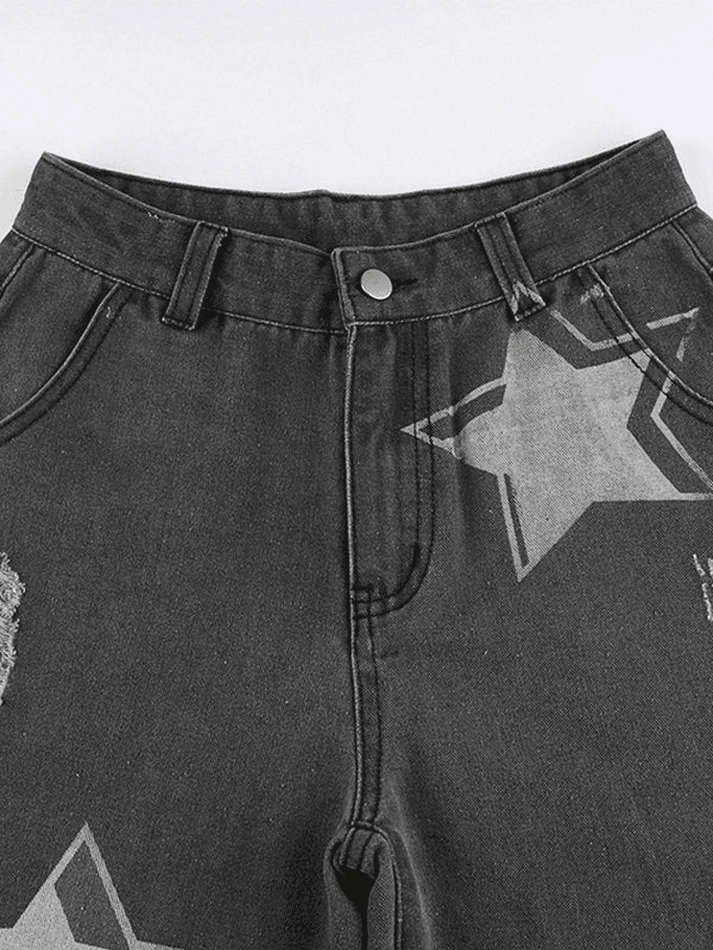 Jean boyfriend déchiré Vintage Star Patch-MAUV STUDIO