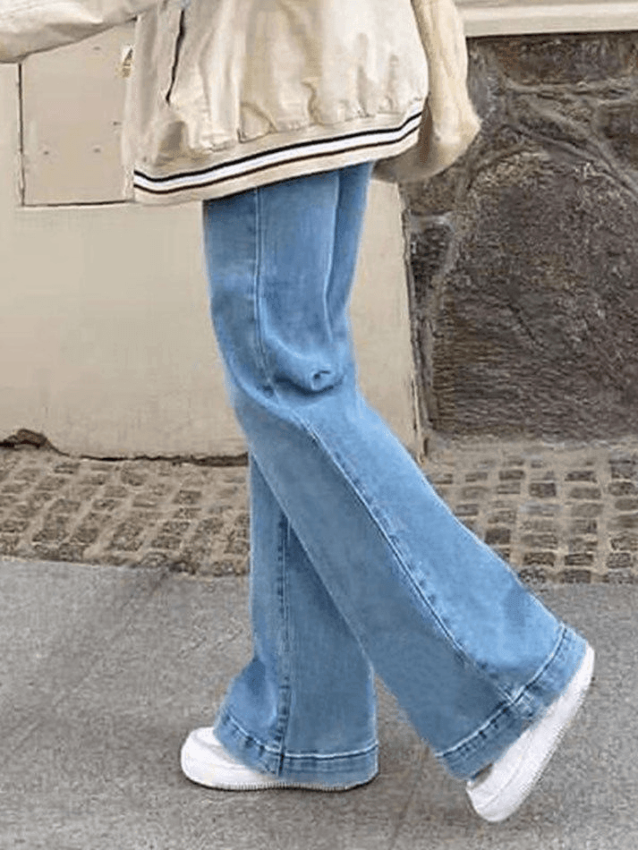Jean boyfriend délavé à taille moyenne-Jeans-MAUV STUDIO-STREETWEAR-Y2K-CLOTHING