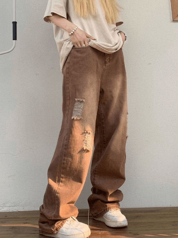 Jean boyfriend délavé vintage-Jeans-MAUV STUDIO-STREETWEAR-Y2K-CLOTHING