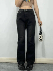 Jean boyfriend noir vintage délavé-Jeans-MAUV STUDIO-STREETWEAR-Y2K-CLOTHING