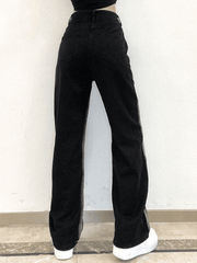 Jean boyfriend rayé noir délavé-Jeans-MAUV STUDIO-STREETWEAR-Y2K-CLOTHING