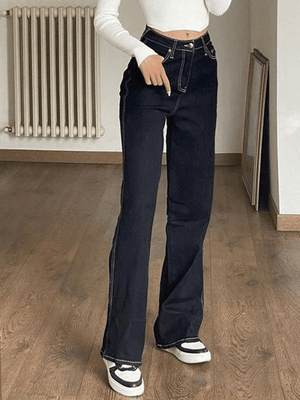 Jean boyfriend taille haute cousu-MAUV STUDIO