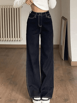 Jean boyfriend taille haute cousu-MAUV STUDIO