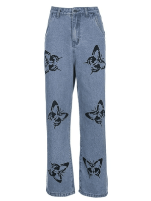 Jean boyfriend taille haute papillon-Jeans-MAUV STUDIO-STREETWEAR-Y2K-CLOTHING