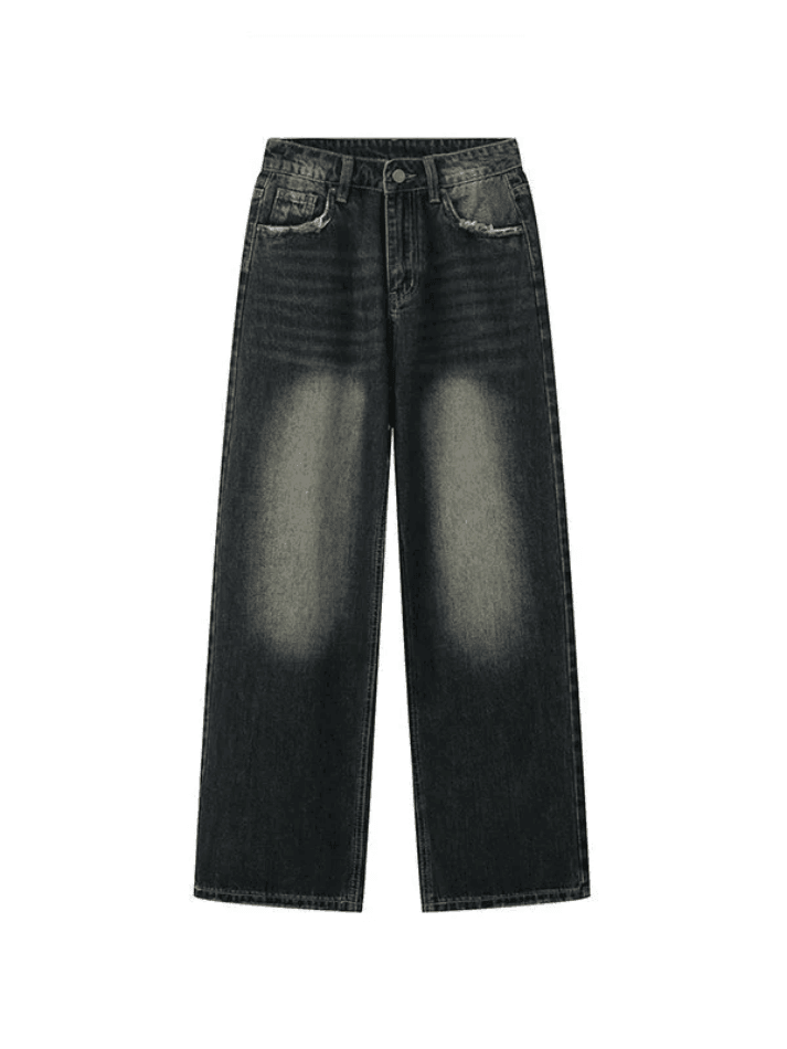 Jean boyfriend vintage à bords effilochés-Jeans-MAUV STUDIO-STREETWEAR-Y2K-CLOTHING