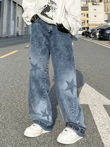 Jean boyfriend vintage à imprimé étoiles-Jeans-MAUV STUDIO-STREETWEAR-Y2K-CLOTHING