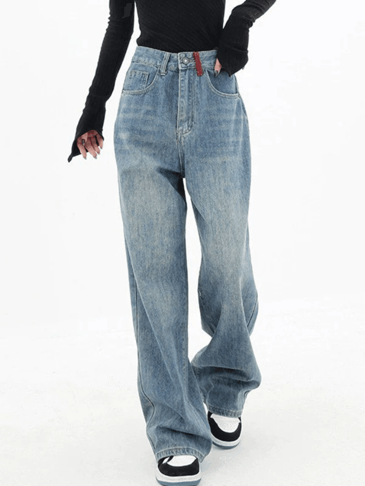 Jean boyfriend vintage contrasté années 90-Jeans-MAUV STUDIO-STREETWEAR-Y2K-CLOTHING