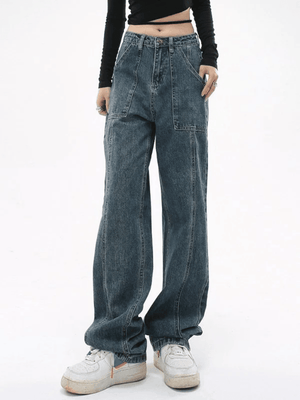 Jean cargo à jambe droite vintage des années 90-Jeans-MAUV STUDIO-STREETWEAR-Y2K-CLOTHING