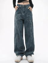 Jean cargo à jambe droite vintage des années 90-Jeans-MAUV STUDIO-STREETWEAR-Y2K-CLOTHING
