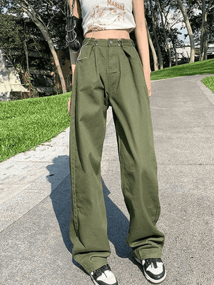 Jean cargo baggy vert vintage-MAUV STUDIO