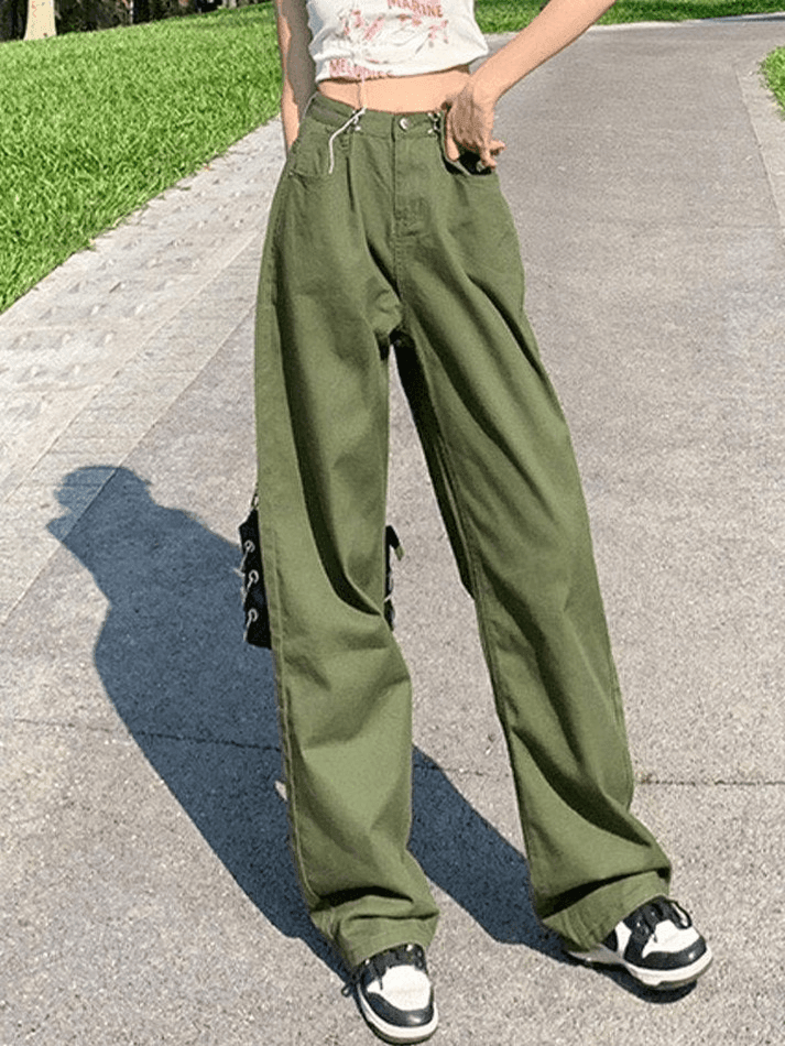 Jean cargo baggy vert vintage-MAUV STUDIO