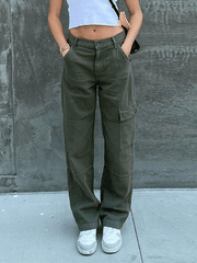 Jean cargo droit à poches plaquées-Cargos-MAUV STUDIO-STREETWEAR-Y2K-CLOTHING