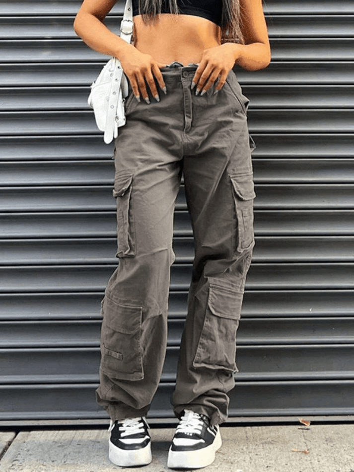 Jean cargo vintage baggy multi-poches-Gray-S-MAUV STUDIO